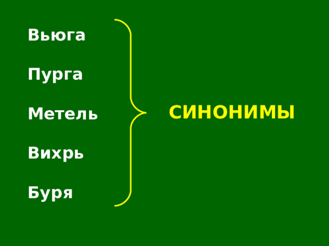 Вьюга  Пурга  Метель  Вихрь  Буря СИНОНИМЫ 