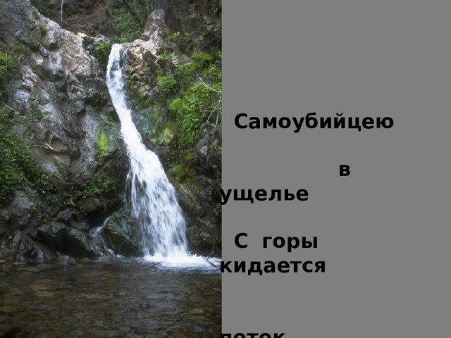  Самоубийцею   в ущелье   С горы кидается   поток… 