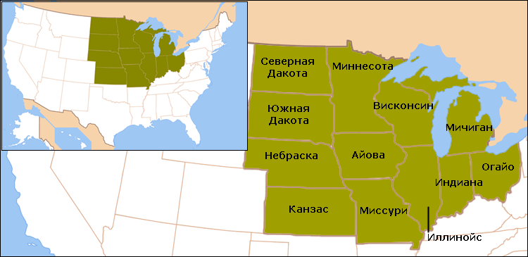 Крупные города юга сша. Западные штаты США на карте. Средний Запад США штаты. Средний Запад США на карте. Северо западные центральные штаты США.