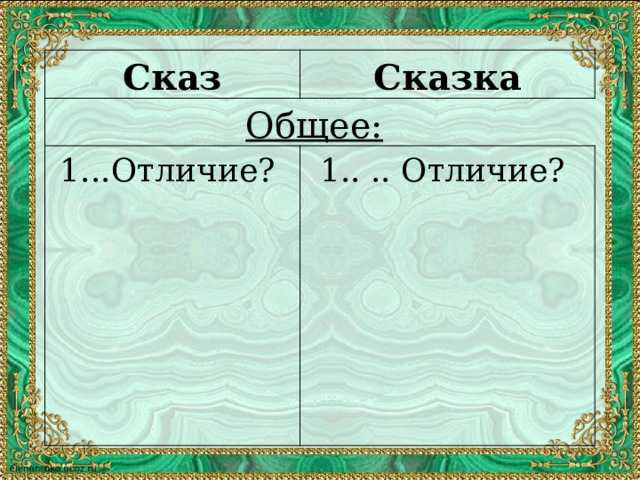 Сказ Сказка Общее:   ..Отличие? 1.. .. Отличие? 