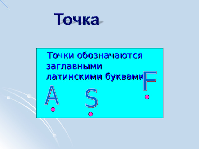  Точки обозначаются заглавными латинскими буквами 