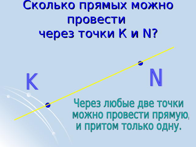 Сколько прямых можно провести  через точки К и N ? 