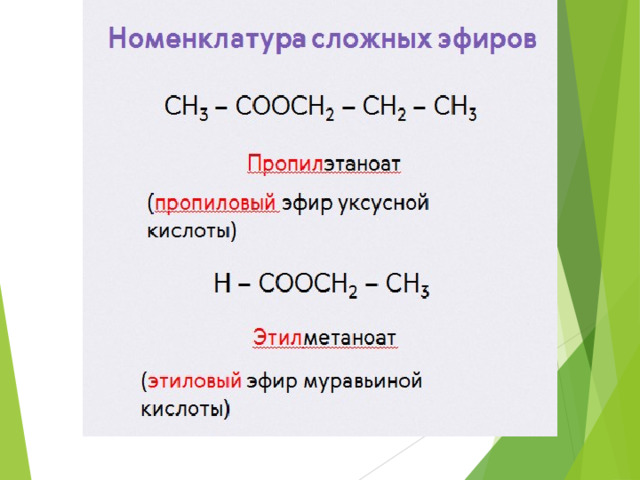 Какие есть сложные эфиры