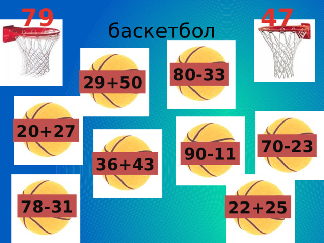 79 47 баскетбол 80-33 29+50 20+27 70-23 90-11 36+43 78-31 22+25 