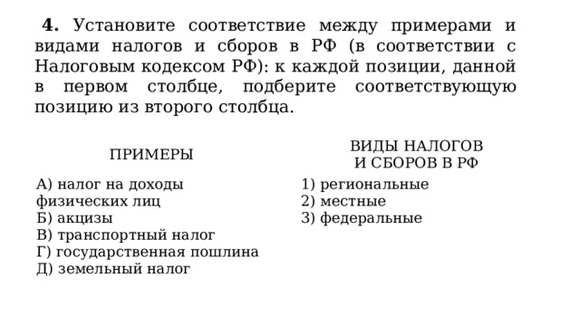 Соответствие между примерами и правами потребителя