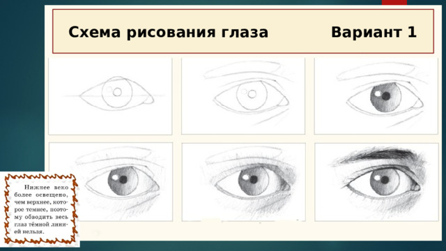 Схема рисования глаза Вариант 1 