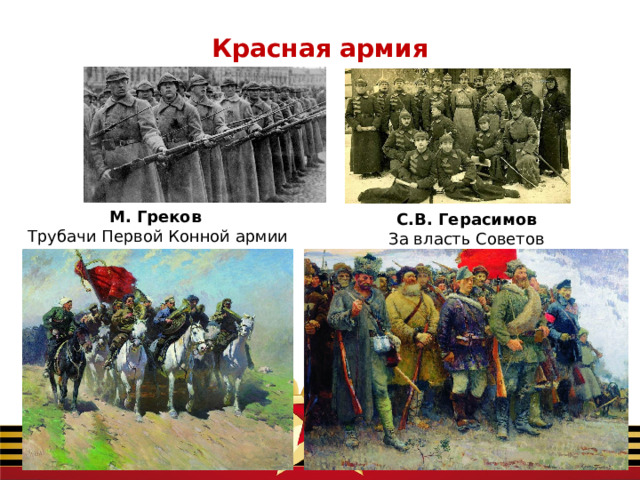 Красная армия М. Греков Трубачи Первой Конной армии С.В. Герасимов За власть Советов 