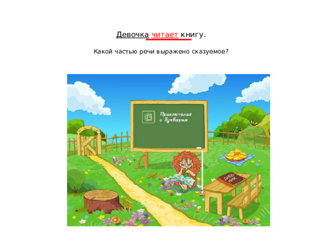   Девочка  читает книгу.   Какой частью речи выражено сказуемое?    