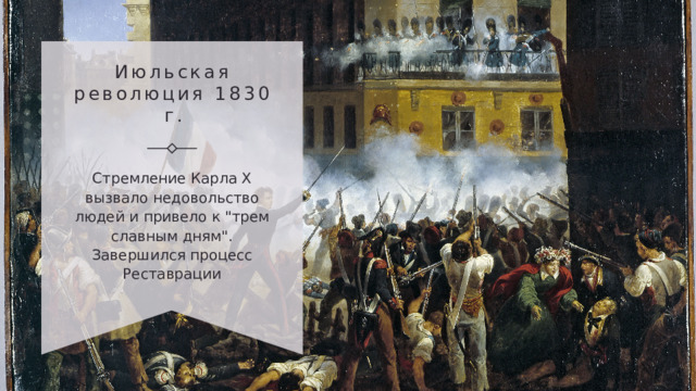 Июльская революция 1830 г. Стремление Карла X вызвало недовольство людей и привело к 