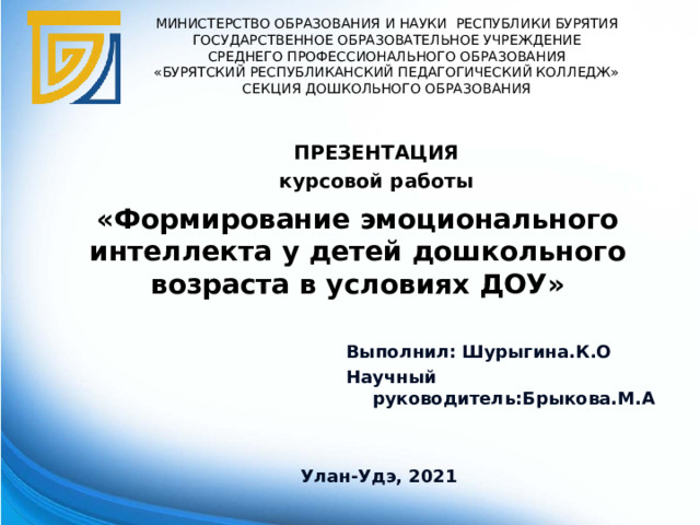 Презентация по курсовой работе на защиту пример