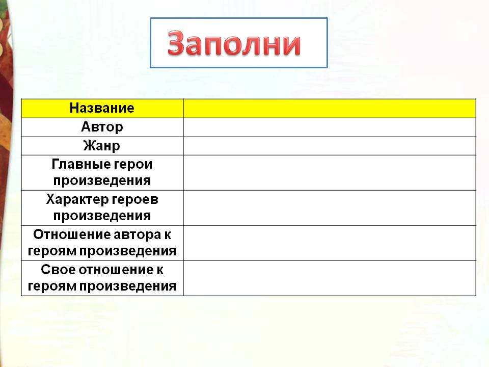 Автор название произведения главные герои таблица Кроссворд к уроку литературного чтения В.Астафьев "Капалуха"