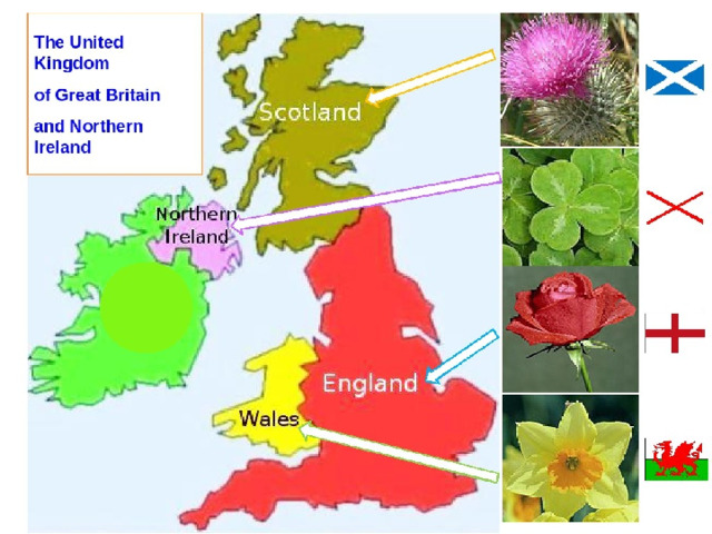 Scotland is than england. The United Kingdom of great Britain карта. Символы Соединенного королевства Великобритании и Северной Ирландии. Символы Англии Шотландии Уэльса и Северной Ирландии. Символы частей Великобритании.