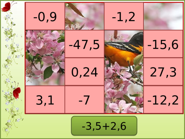 -1,2 -0,9 -15,6 -47,5 0,24 27,3 3,1 -7 -12,2 -3,5+2,6  