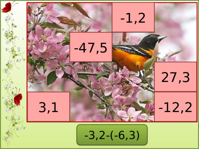 -1,2 -47,5 27,3 3,1 -12,2 -3,2-(-6,3)  