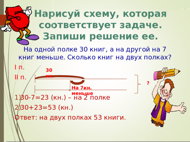 На одной стороне улицы было 9 домов а на другой на 2 дома меньше схема