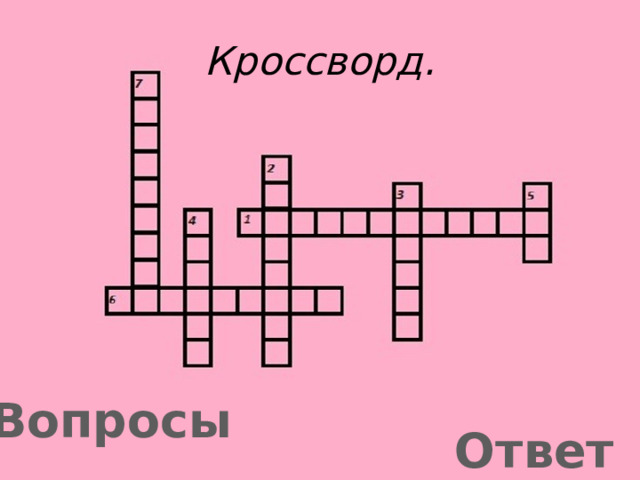 Кроссворд. Вопросы Ответы 