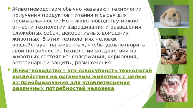 Технологии разведения животных 8 класс технология презентация