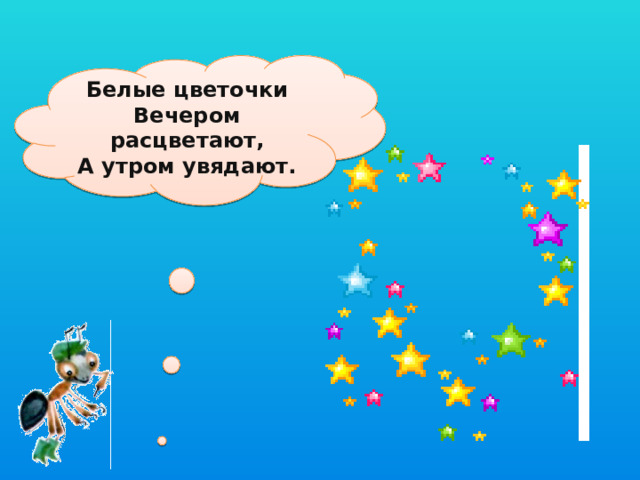 Белые цветочки Вечером расцветают, А утром увядают.  