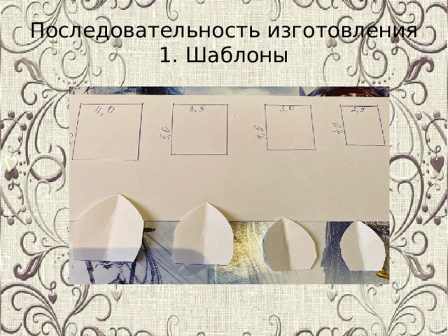 Последовательность изготовления  1. Шаблоны 