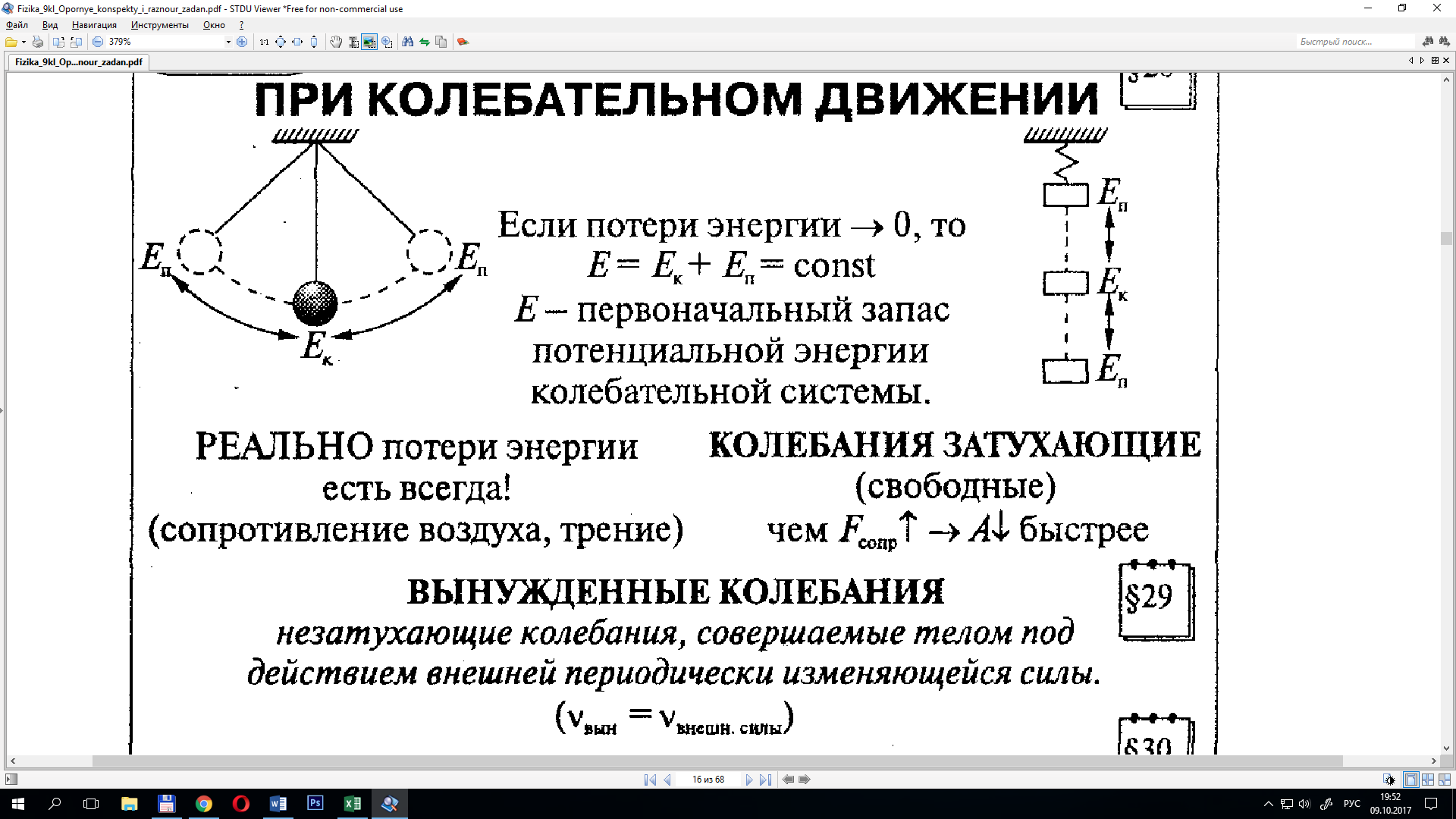 Превращение энергии при колебаниях физика