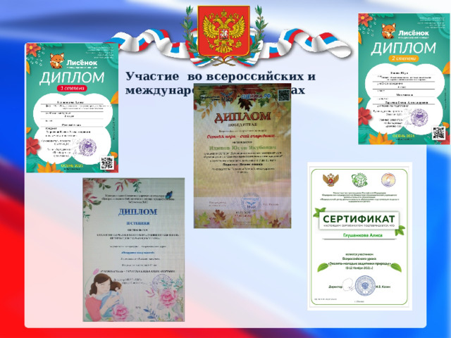 Участие во всероссийских и международных конкурсах 