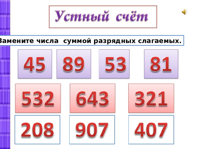 Математика 3 класс представление трехзначных чисел в виде суммы разрядных слагаемых презентация