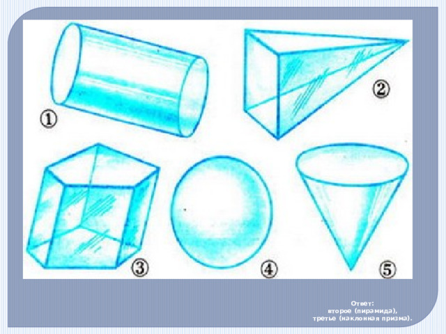 Ответ:  конус, куб, цилиндр. Задача 2  На рисунке изображены различные геометрические тела.  Какие из них являются многогранниками? 