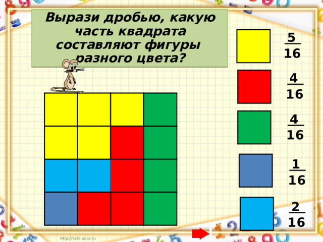 На рисунке 14 кружков и 6 квадратиков какую часть всех фигурок составляют квадратики в процентах