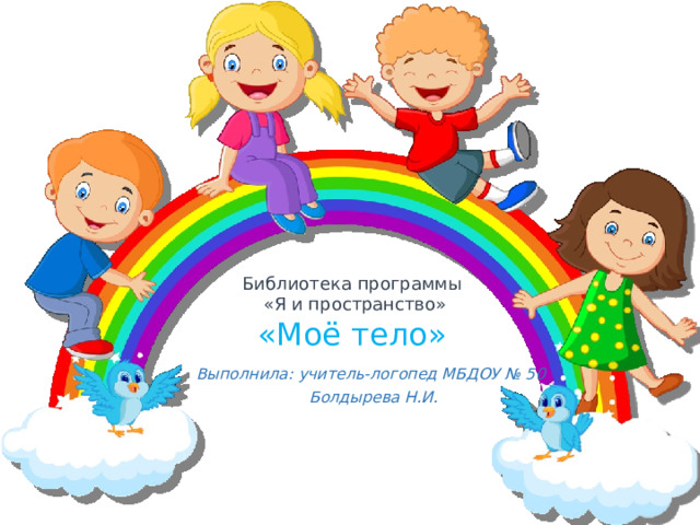 Библиотека программы  «Я и пространство»  «Моё тело» Выполнила: учитель-логопед МБДОУ № 50 Болдырева Н.И.  