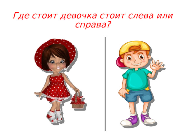 Где стоит девочка стоит слева или справа? 
