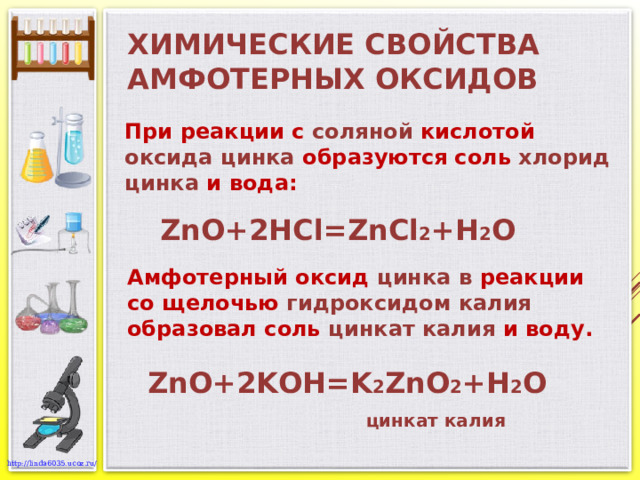 Амфотерные свойства оксида и гидроксида 9 класс