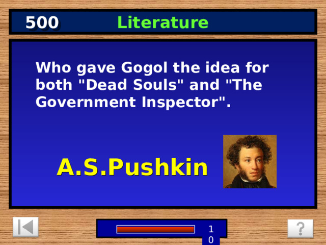 500 Literature Who gave Gogol the idea for both 
