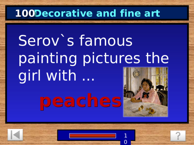100 Decorative and fine art Serov`s famous painting pictures the girl with ... peaches  5 3 4 9 6 7 8 1 2 10 0 