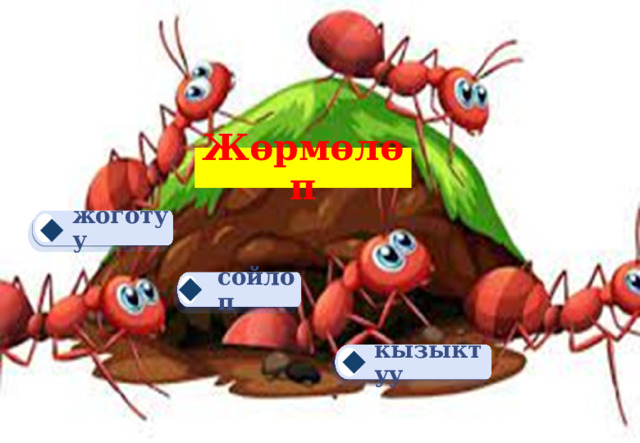 Жөрмөлөп жоготуу сойлоп кызыктуу 