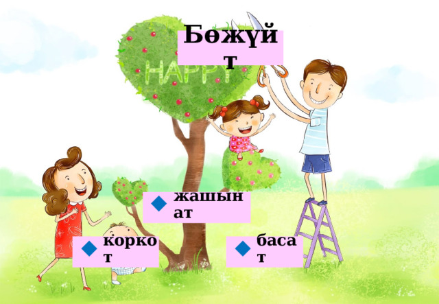 Бөжүйт жашынат  коркот басат   
