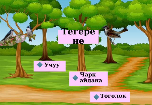  Тегерене   Учуу  Чарк айлана  Тоголок  