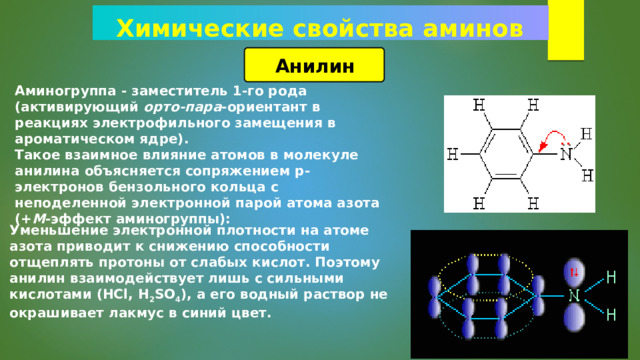 Презентация 10 класс амины анилин 10 класс