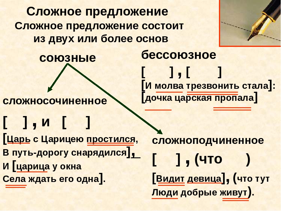 Сложное предложение примеры со схемой