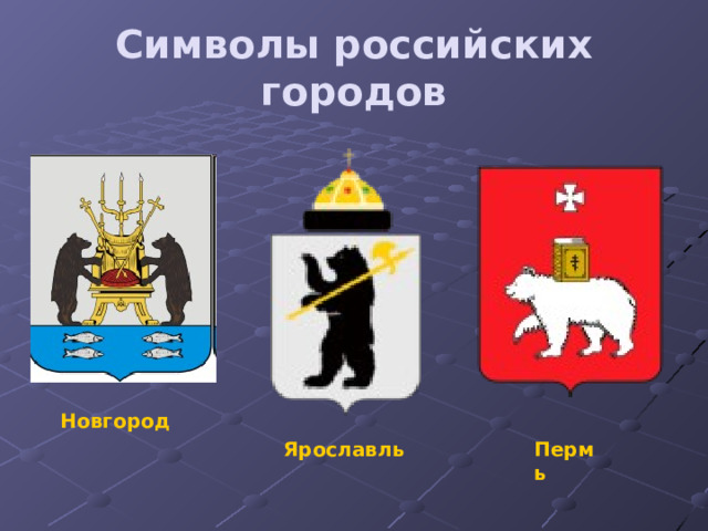 Символы российских городов Новгород Ярославль Пермь 