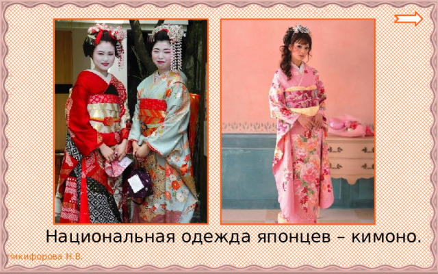   Национальная одежда японцев – кимоно. 