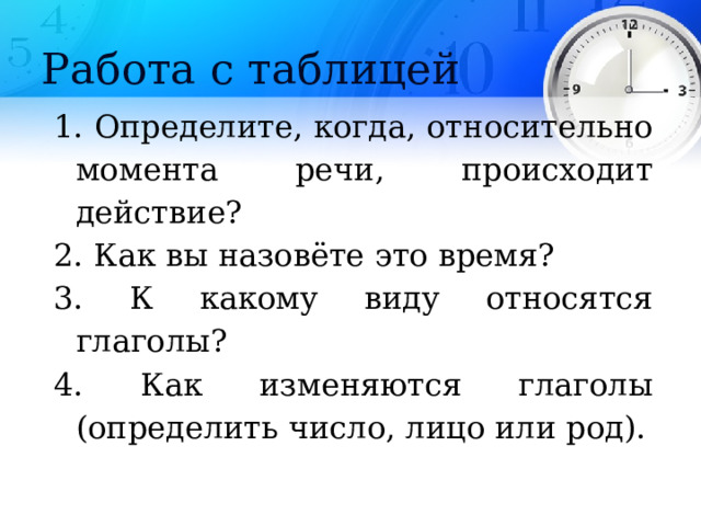 К какому времени относится глагол