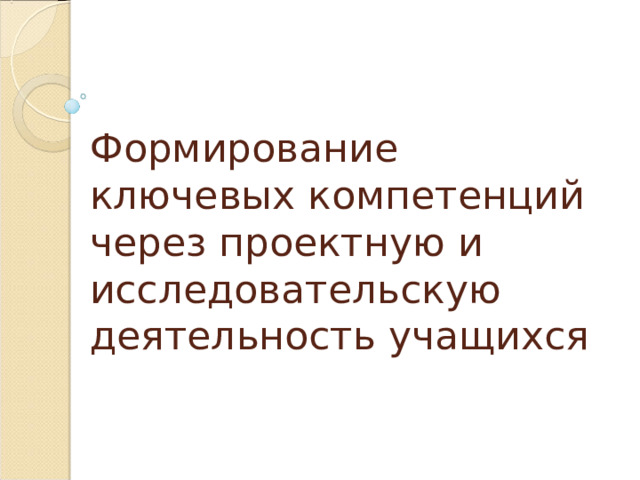 Формирование ключевых компетенций через проектную и исследовательскую деятельность учащихся  