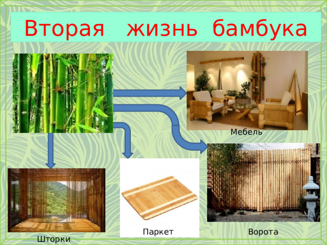 Вторая жизнь бамбука Мебель Ворота Паркет Шторки 