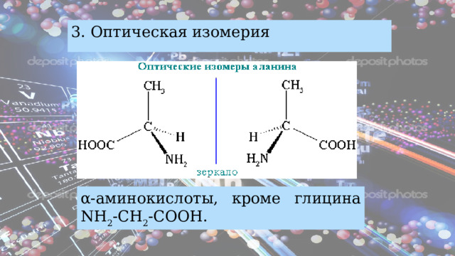 3. Оптическая изомерия α-аминокислоты, кроме глицина NН 2 -CH 2 -COOH. 