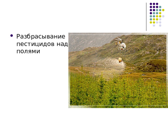 Разбрасывание пестицидов над полями 