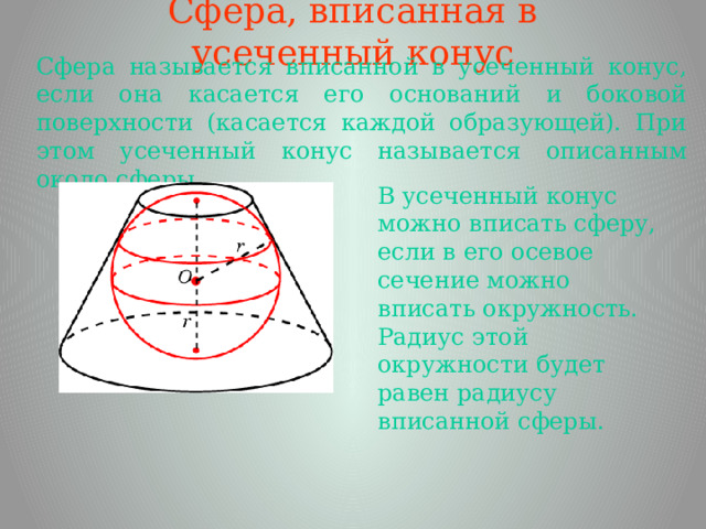 Радиус описанного конуса