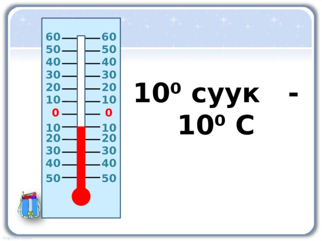 60 60 50 50 40 40 30 30 20 20 10⁰ суук -10⁰ С 10 10 0 0 10 10 20 20 30 30 40 40 50 50 