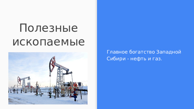 Главное богатство Западной Сибири - нефть и газ. Полезные ископаемые 