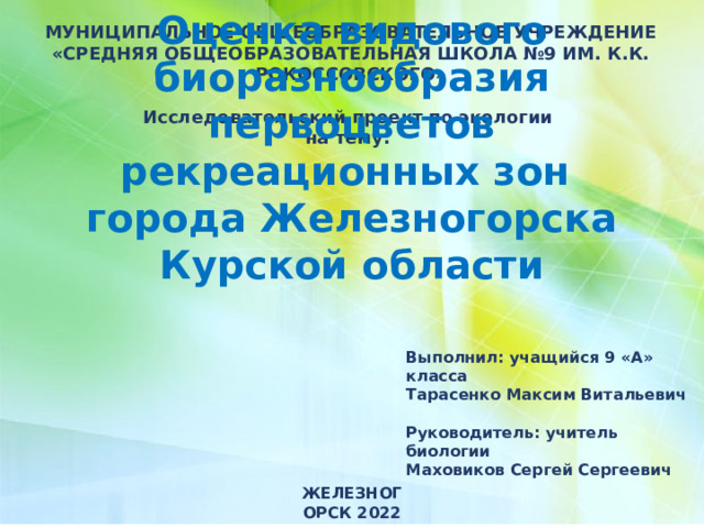 Исследовательский проект по экологии 11 класс