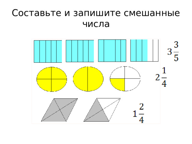 Составьте и запишите смешанные числа 